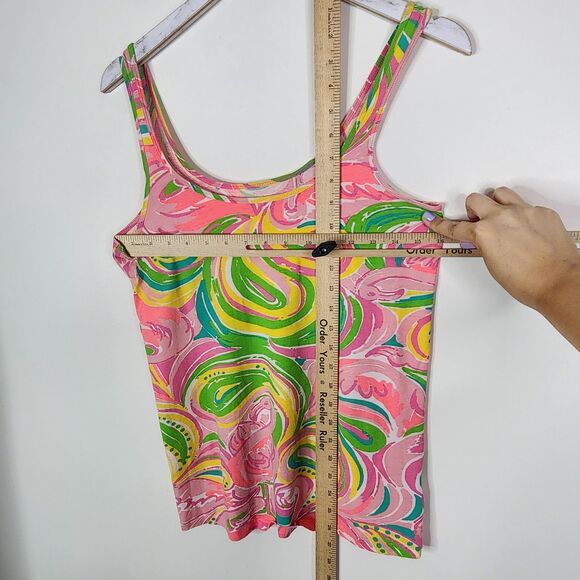 LILLY PULITZER Tank Top Womens Large Pink Swirl Tabbie Summer Sleeveless‎ Shirt - Picture 5 of 10
